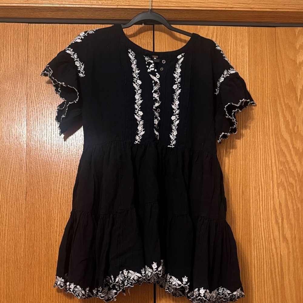 Free People Black Mini Dress with White Trim detailing - Picture 7 of 9